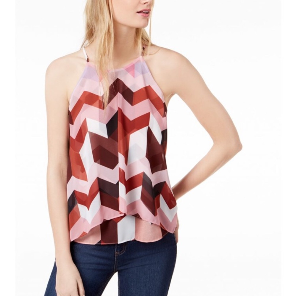 Bar III Printed Layered-Look Top